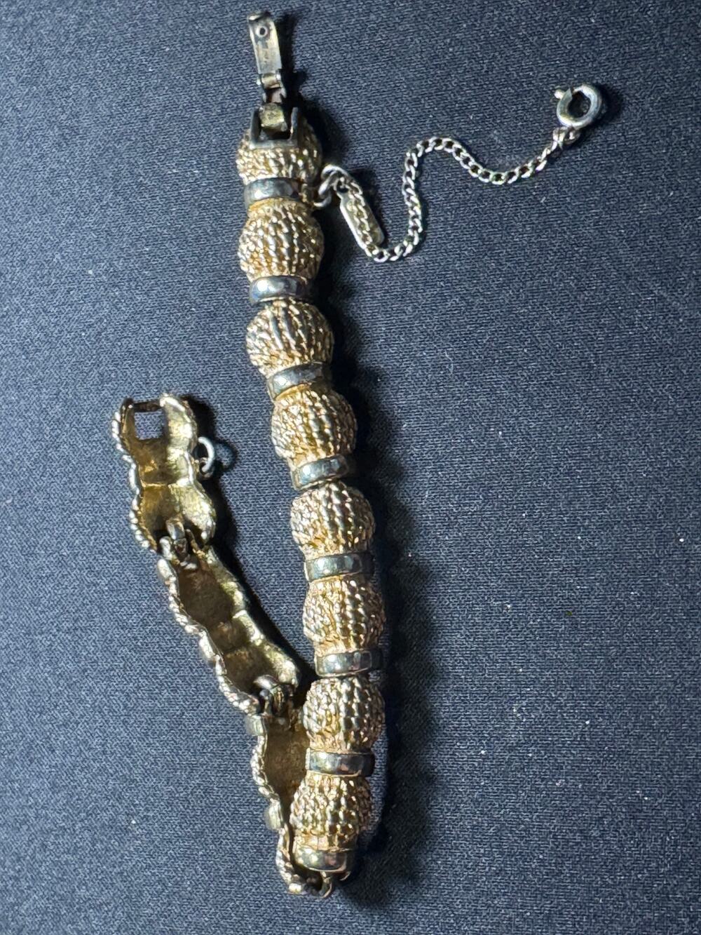 Monet Gold Tone Close over Clasp with Safety Clasp Bracelet 6.75in